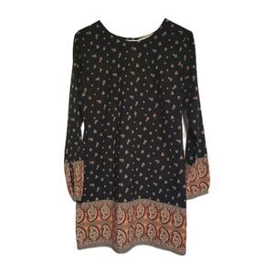 Abercrombie Boho Paisley Long Sleeved Keyhole shift Dress Small